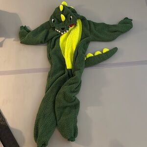 Youth Dinosaur Sherpa Zip Up Onesie with hood and tail